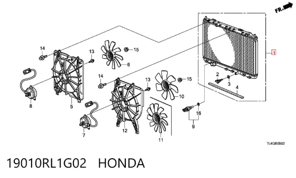 Radiador de esfriamento de motor 19010RL1G02 Honda