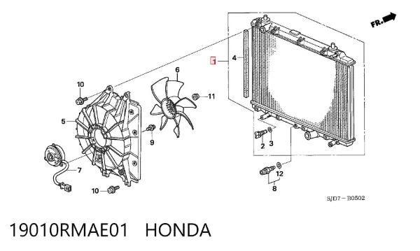 Radiador de esfriamento de motor 19010RMAE01 Honda