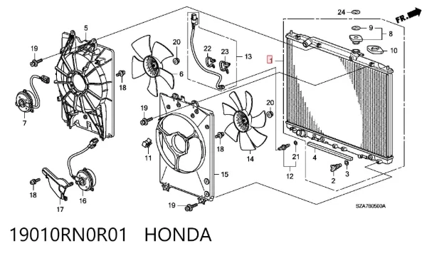 Radiador de esfriamento de motor 19010RN0R01 Honda
