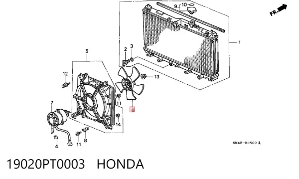 Motor de ventilador do sistema de esfriamento 19020PT0003 Honda