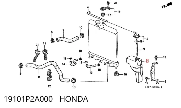 Tanque de expansão do sistema de esfriamento 19101P2A000 Honda