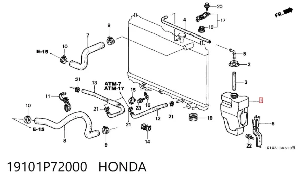 Tanque de expansão do sistema de esfriamento 19101P72000 Honda