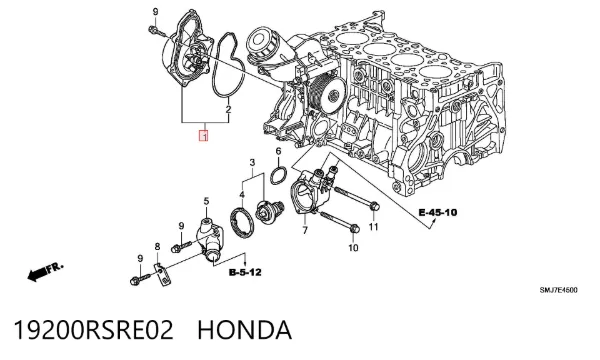 Bomba de água (bomba) de esfriamento 19200RSRE02 Honda