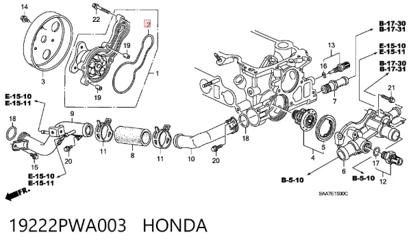 Vedante de bomba de água Honda Jazz GD, GE