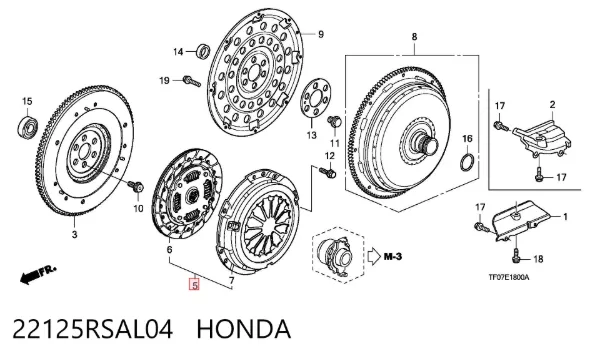 Kit de embraiagem (3 peças) 22125RSAL04 Honda