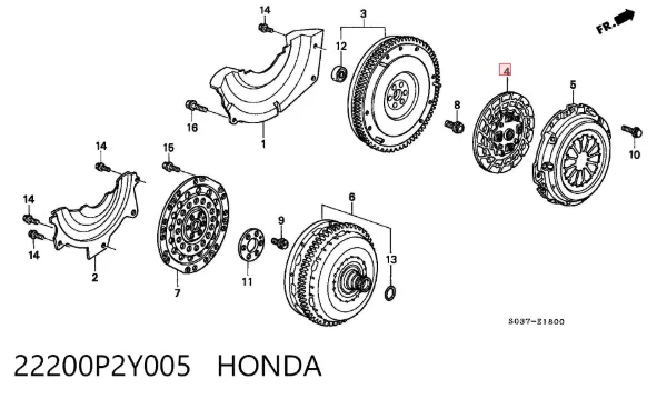 Disco de embraiagem 22200P2Y005 Honda