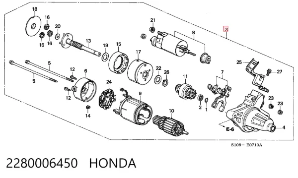 Motor de arranco 2280006450 Honda