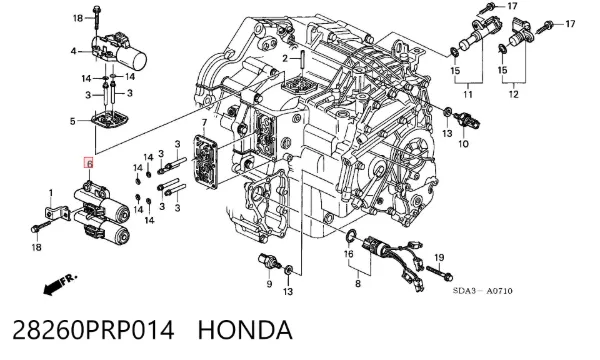 Solenoide da Caixa Automática de Mudança 28260PRP014 Honda