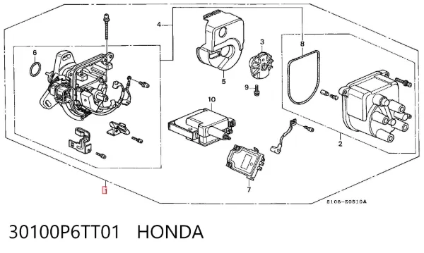 Distribuidor de ignição (distribuidor) 30100P6TT01 Honda