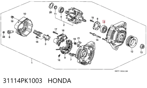 Rolamento do gerador 31114PK1003 Honda