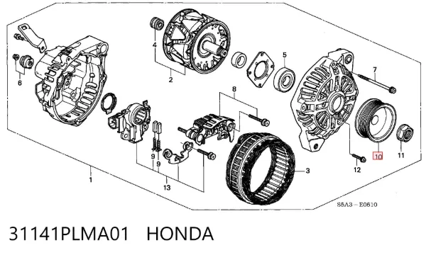 Polia do gerador 31141PLMA01 Honda