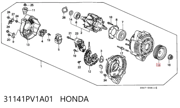 Polia do gerador Honda HR-V GH