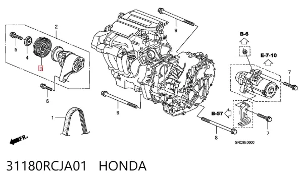Rolo de reguladora de tensão da correia de transmissão 31180RCJA01 Honda