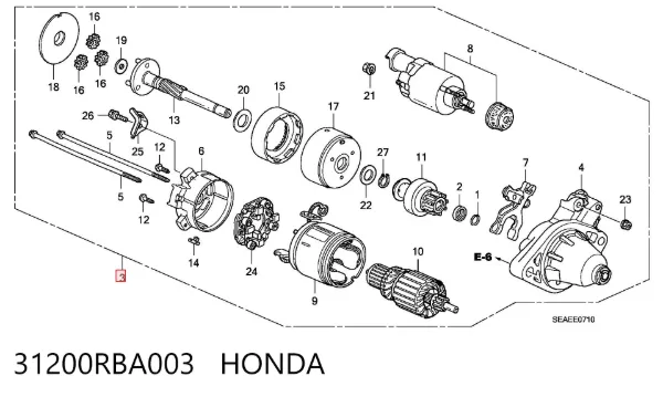 Motor de arranco 31200RBA003 Honda