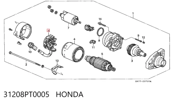 Escova do motor de arranco Honda Accord V