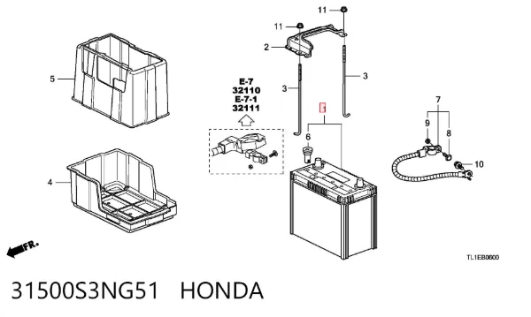 Bateria recarregável (PILHA) 31500S3NG51 Honda