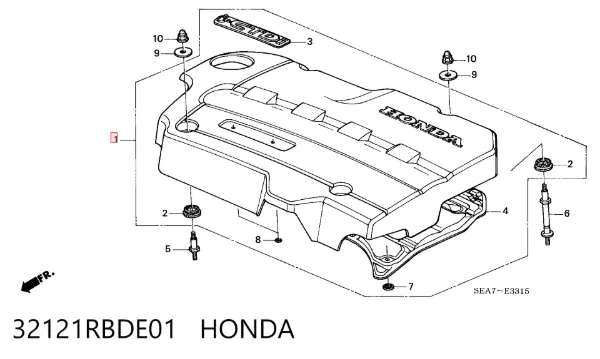 Tampa de motor decorativa 32121RBDE01 Honda