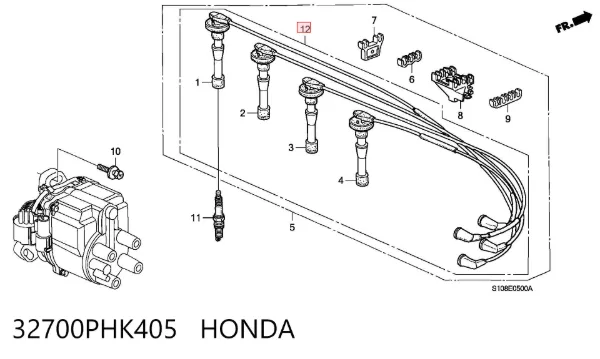 Fios de alta voltagem, kit 32700PHK405 Honda