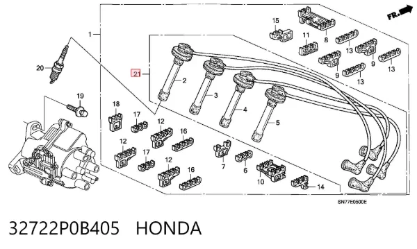 Fios de alta voltagem, kit 32722P0B405 Honda