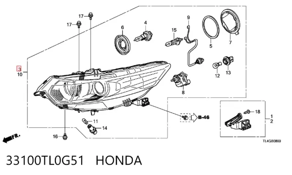 Luz direita 33100TL0G51 Honda