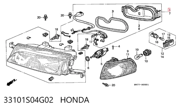 Luz direita 33101S04G02 Honda