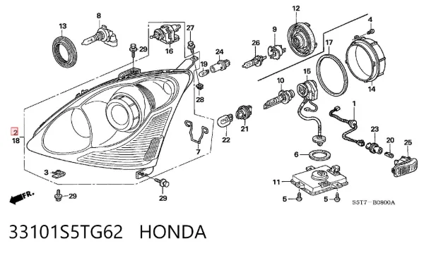 Luz direita 33101S5TG62 Honda