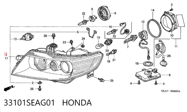 Luz direita 33101SEAG01 Honda