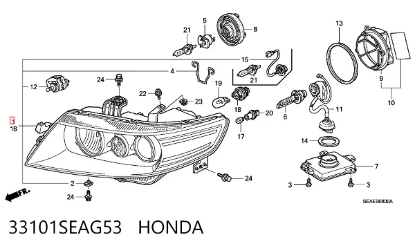 Luz direita 33101SEAG53 Honda