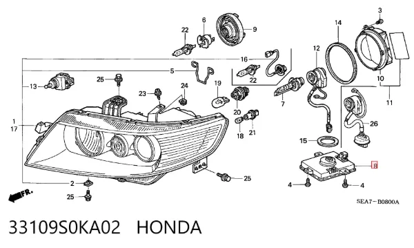 Unidade de encendido (xénon) 33109S0KA02 Honda