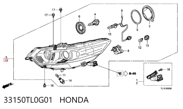 Luz esquerda 33150TL0G01 Honda