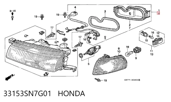 Luz esquerda 33153SN7G01 Honda
