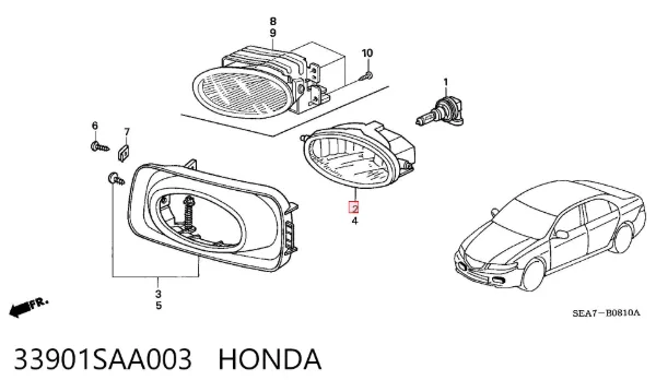 Luzes de nevoeiro direitas 33901SAA003 Honda