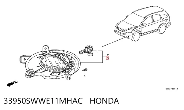 Luzes de nevoeiro esquerdas 33950SWWE11MHAC Honda