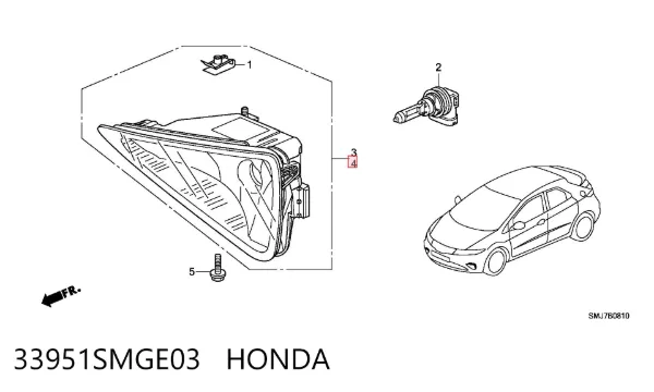 Luzes de nevoeiro esquerdas 33951SMGE03 Honda
