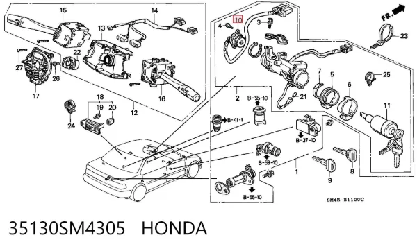 Grupo de contato de fecho de ignição 35130SM4305 Honda