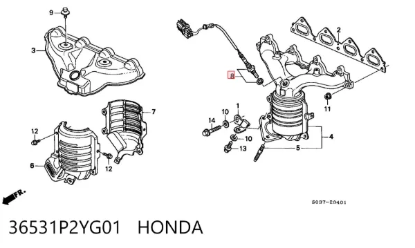 Sonda lambda, sensor de oxigênio 36531P2YG01 Honda