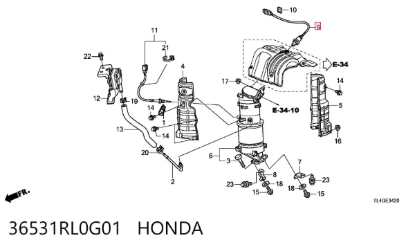 Sonda lambda, sensor de oxigênio até o catalisador 36531RL0G01 Honda