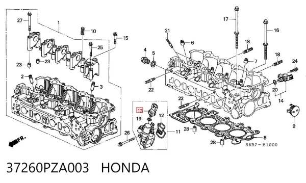 Sensor de pressão de óleo 37260PZA003 Honda