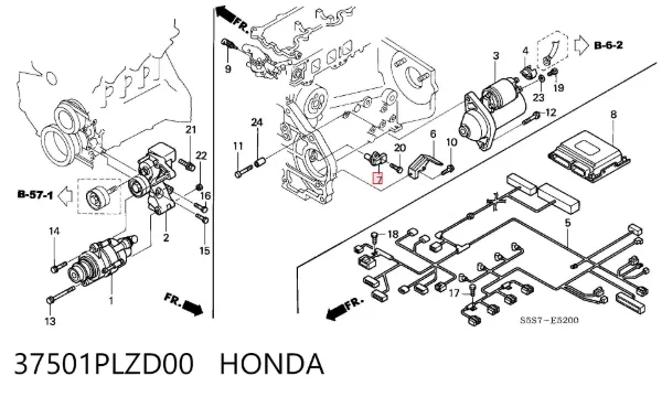 Sensor de posição da árvore distribuidora 37501PLZD00 Honda