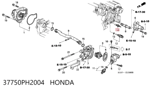 Sensor de temperatura do fluido de esfriamento 37750PH2004 Honda