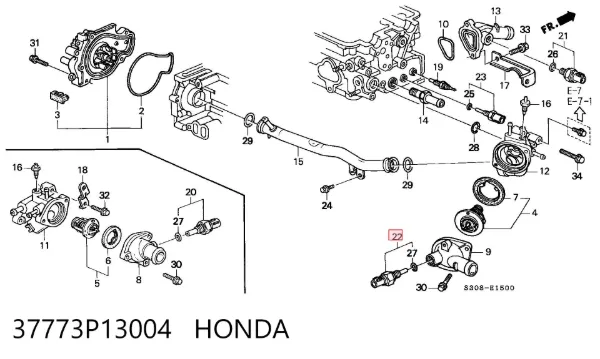 Sensor de temperatura do fluido de esfriamento (de ativação de ventilador do radiador) 37773P13004 Honda