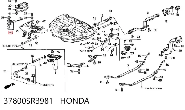 Sensor do nível de combustível no tanque 37800SR3981 Honda