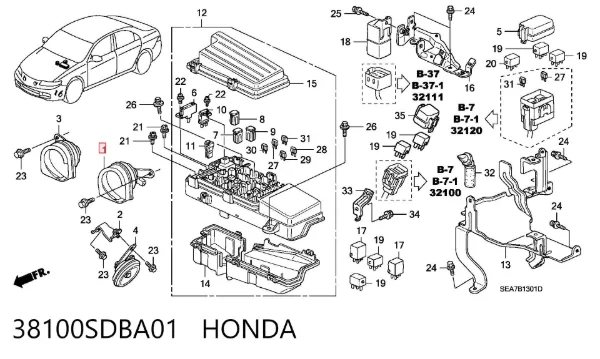Sinal sonoro (cláxon) 38100SDBA01 Honda