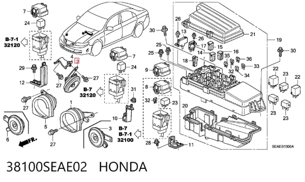 Sinal sonoro (cláxon) 38100SEAE02 Honda