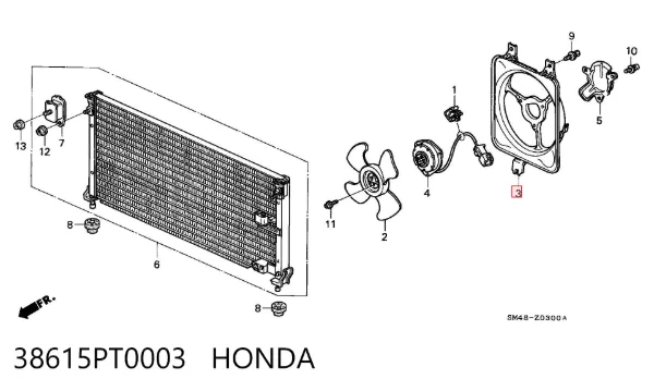 Difusor do radiador de aparelho de ar condicionado 38615PT0003 Honda