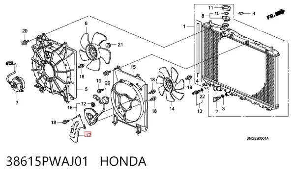 Difusor do radiador de aparelho de ar condicionado 38615PWAJ01 Honda