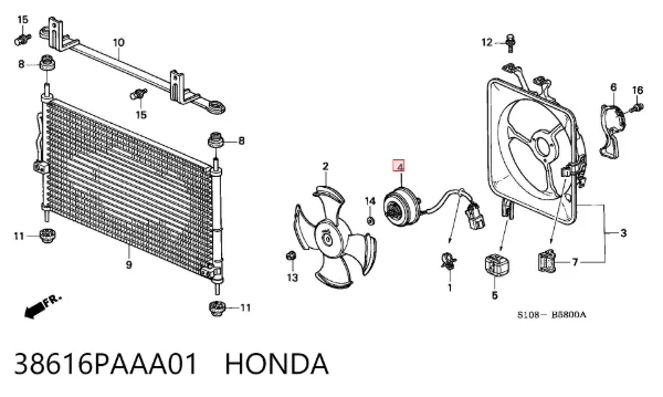 Motor de ventilador de aparelho de ar condicionado 38616PAAA01 Honda