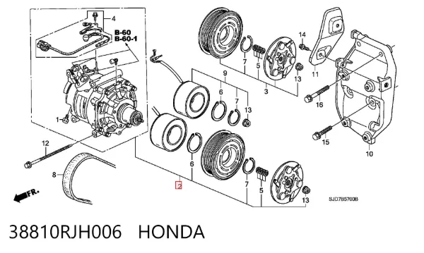 Compressor de aparelho de ar condicionado 38810RJH006 Honda