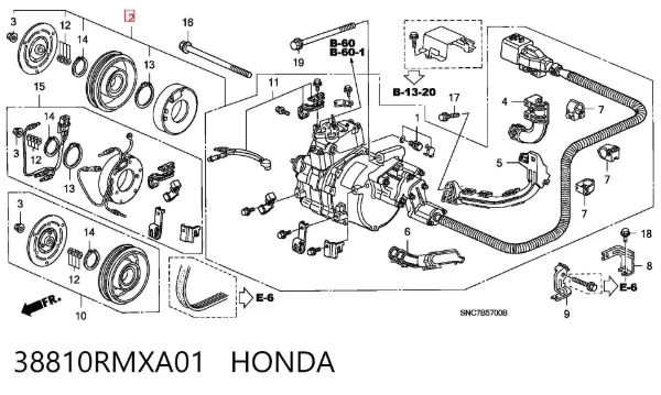 Compressor de aparelho de ar condicionado 38810RMXA01 Honda
