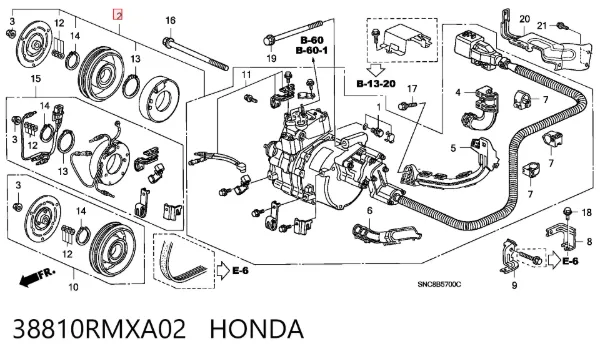 Compressor de aparelho de ar condicionado 38810RMXA02 Honda